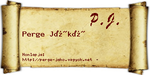 Perge Jákó névjegykártya